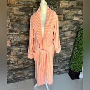 Cozy Pink Plush Robe with Shawl Collar